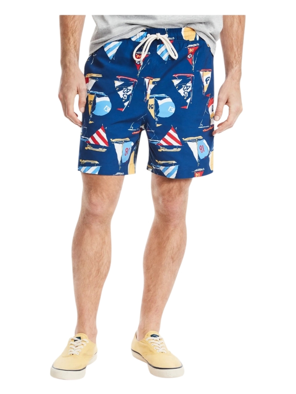 Brooks Brothers Mens Blue Sail Boat Print Swim Trunks Size XL